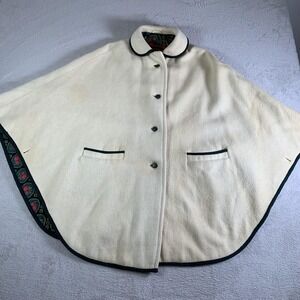 Vintage Loden King Cape Mens 170 White Wool Alpine Lodencoat Germany Unisex